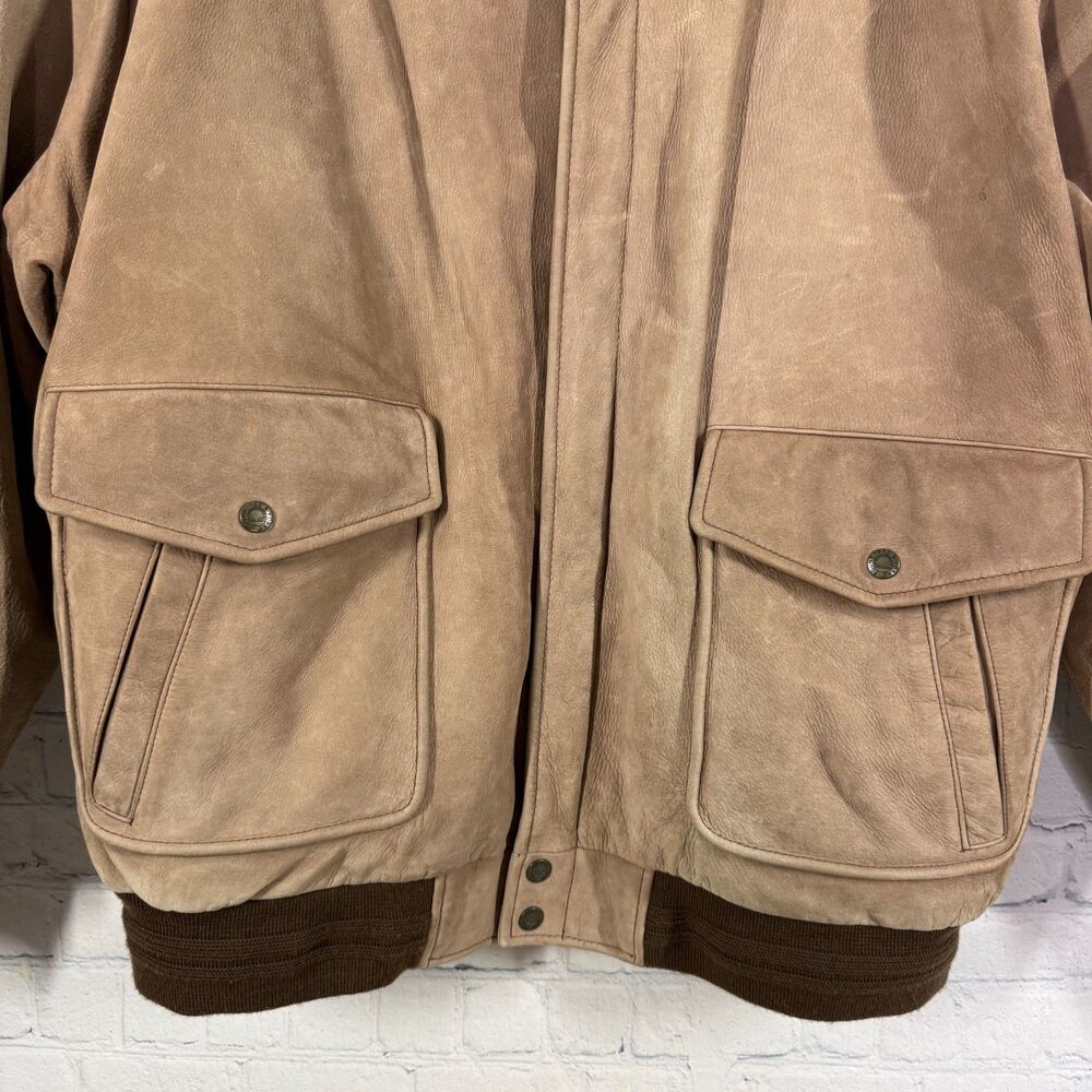 Vintage Roundtree & Yorke Leather Bomber Jacket Mens XL Brown Ranch Western Coat - Picture 6 of 16